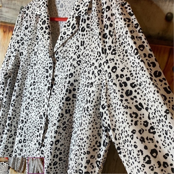 White and Black Button Down Shirt with Mandarin Collar - Picture 2 of 4